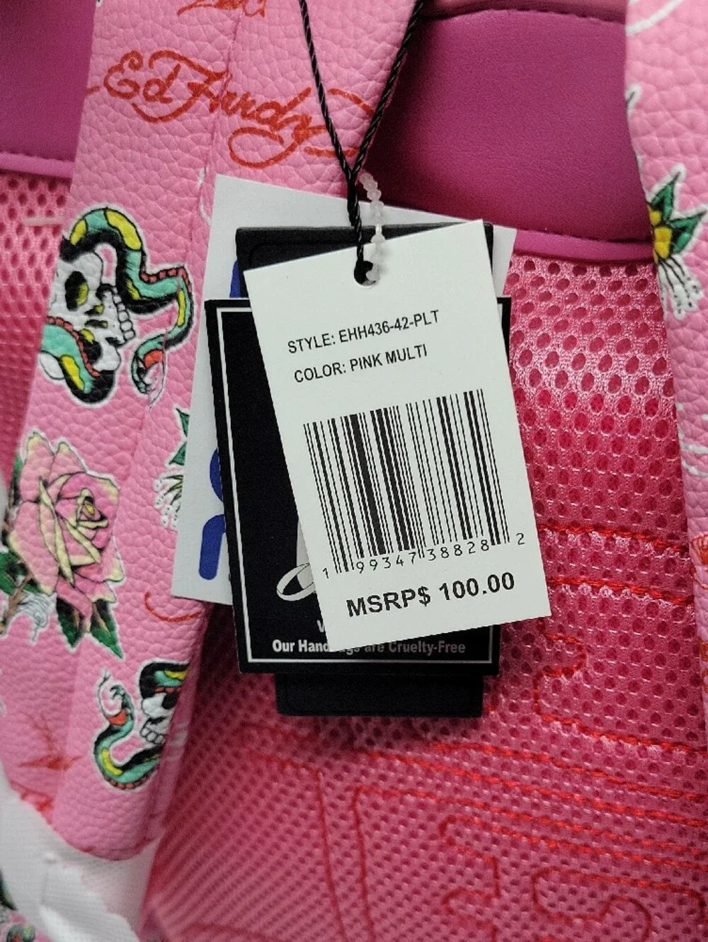 Ed Hardy Pink Heart Motif Kids Backpack